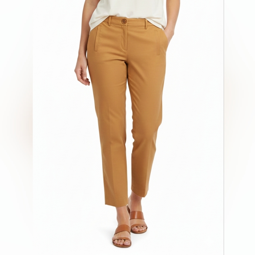 Chicos Slim Tapered Ankle Pants Mustard Yellow Cropped Trousers Womens Size XS
